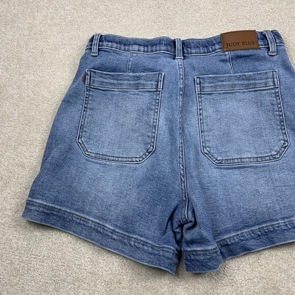 Judy Blue High Waist Womens Large Blue Stretch Denim Jogger Shorts - Picture 6 of 15
